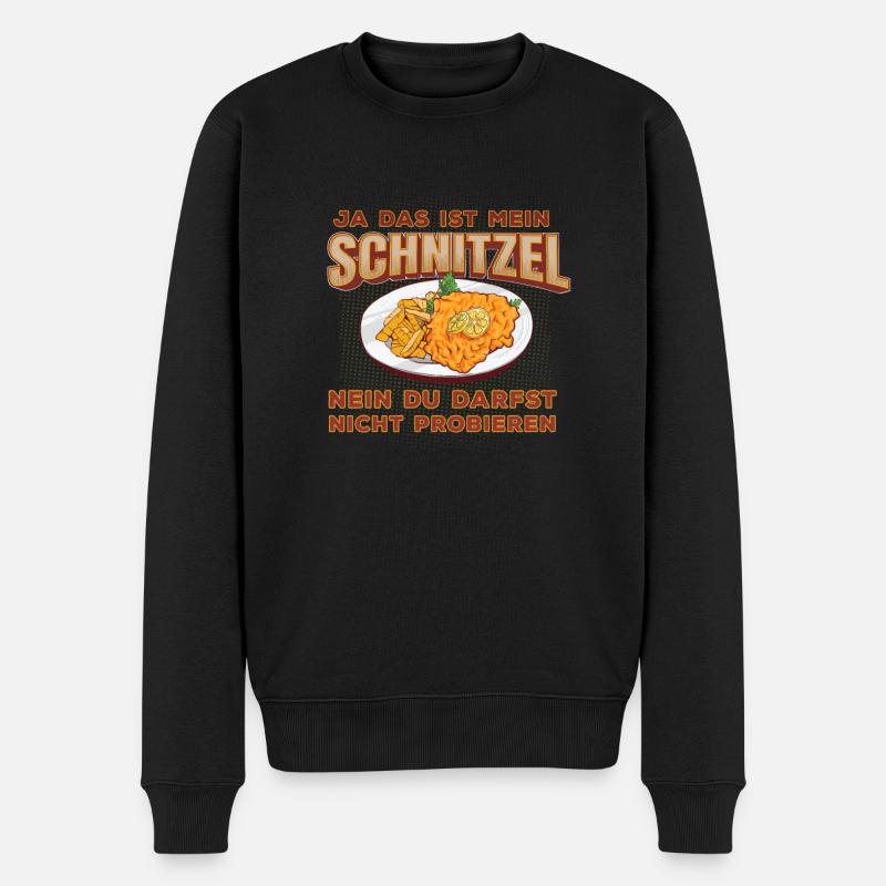Ja das ist mein Schnitzel - Männer Premium Bio Pullover - Schwarz