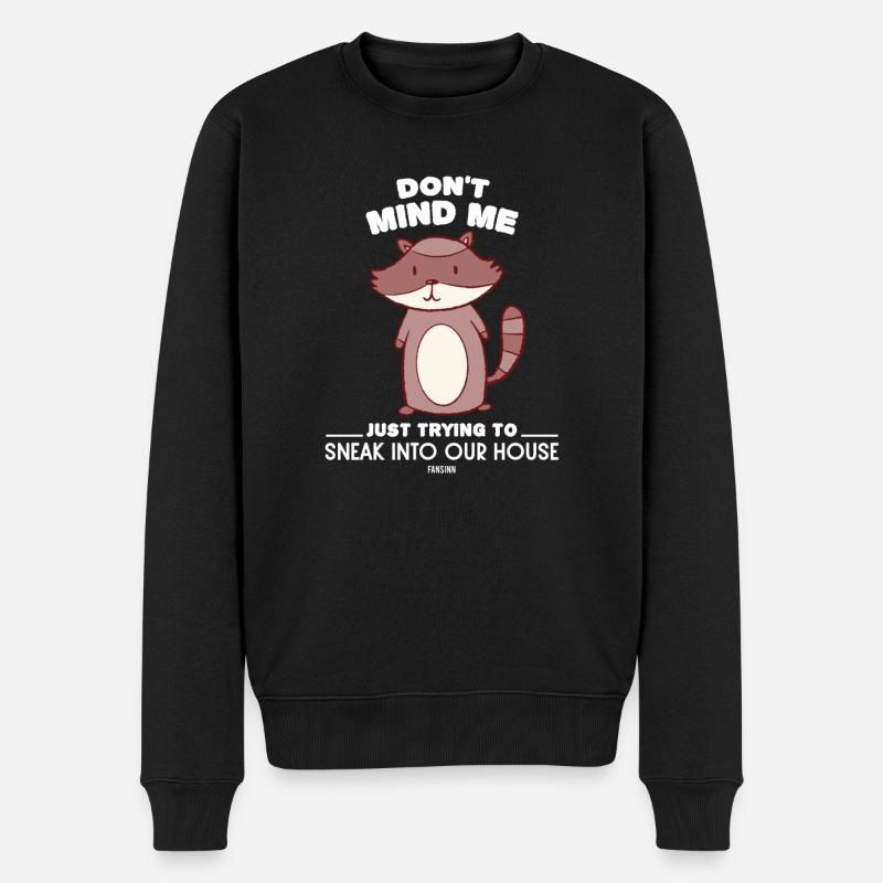 Waschbär - Männer Premium Bio Pullover - Schwarz