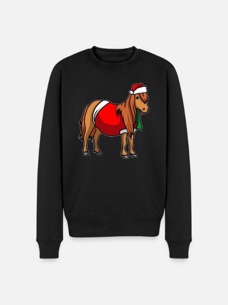 Pony with Christmas Sweater - Men's Premium Organic Jumper - black