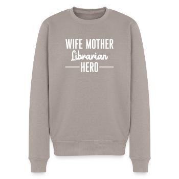 Femme Mère Bibliothécaire Héros Chemise Cadeau Maman - Pull Premium bio Homme - taupe - Devant - Nico (187cm)