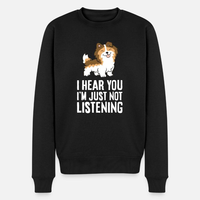 Je t’entends Je n’écoute pas Love Sheltie - Pull Premium bio Homme - noir