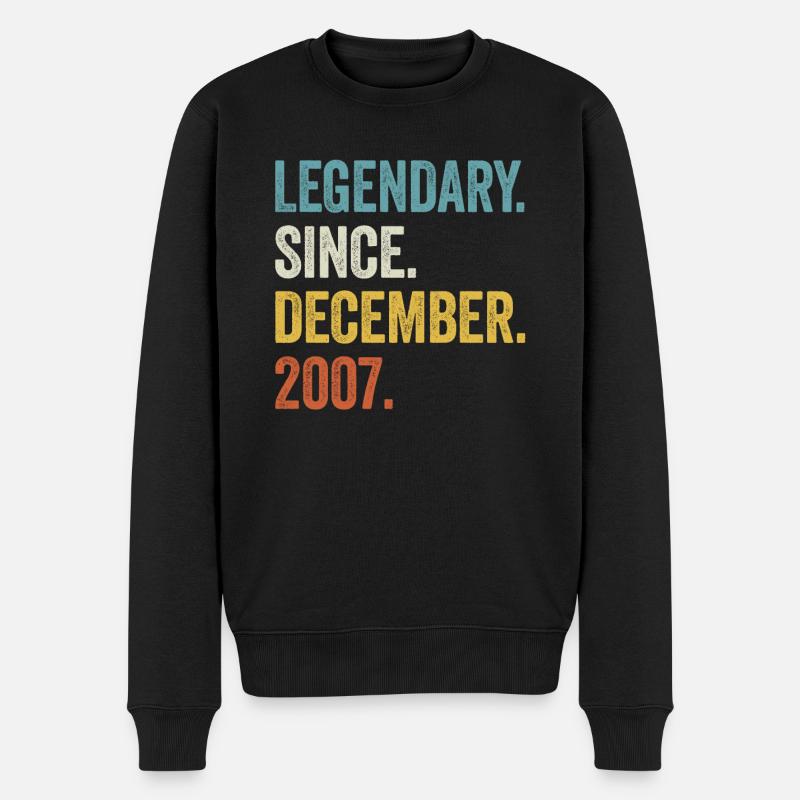 Legendary Since December 2007 15. Geburtstag - Männer Premium Bio Pullover - Schwarz