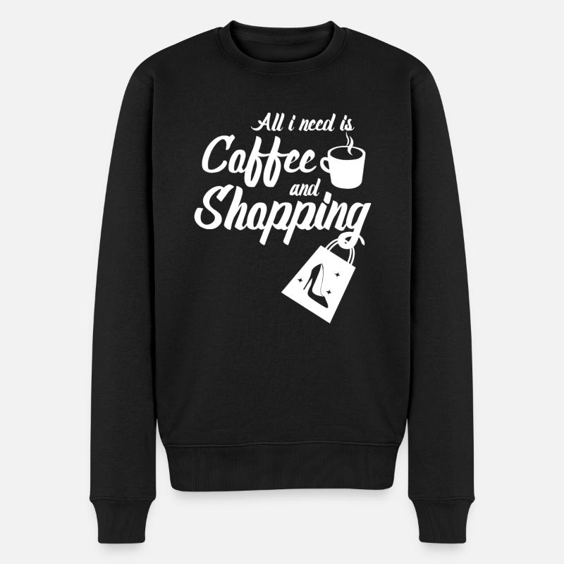 Shopping Einkaufen - Männer Premium Bio Pullover - Schwarz