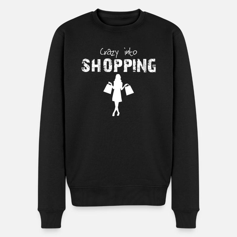 Crazy into Shopping - Männer Premium Bio Pullover - Schwarz