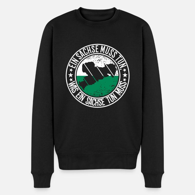 Ein Sachse muss tun - Männer Premium Bio Pullover - Schwarz