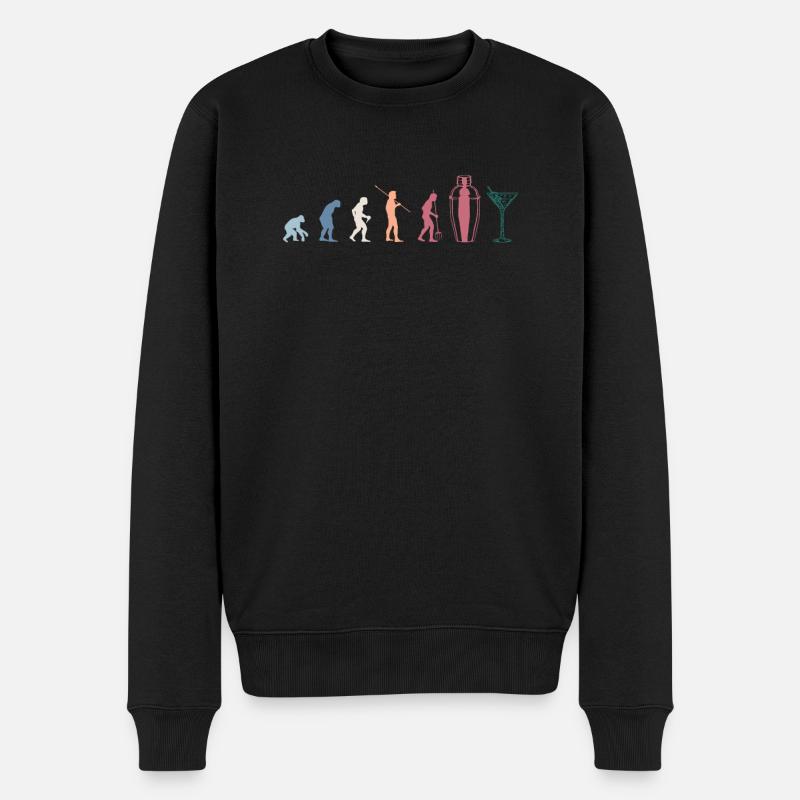 Evolution Bartender Barkeeper Shirt Geschenk - Männer Premium Bio Pullover - Schwarz