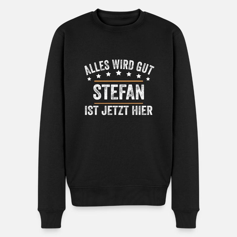 Stefan Vorname Name Geburtstag - Männer Premium Bio Pullover - Schwarz