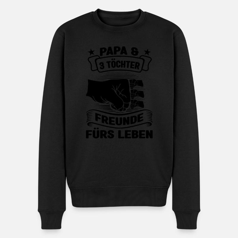 Papa 3 Töchter Vater Geschenk - Männer Premium Bio Pullover - Schwarz