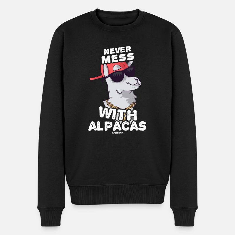Never Mess With Alpacas - Männer Premium Bio Pullover - Schwarz