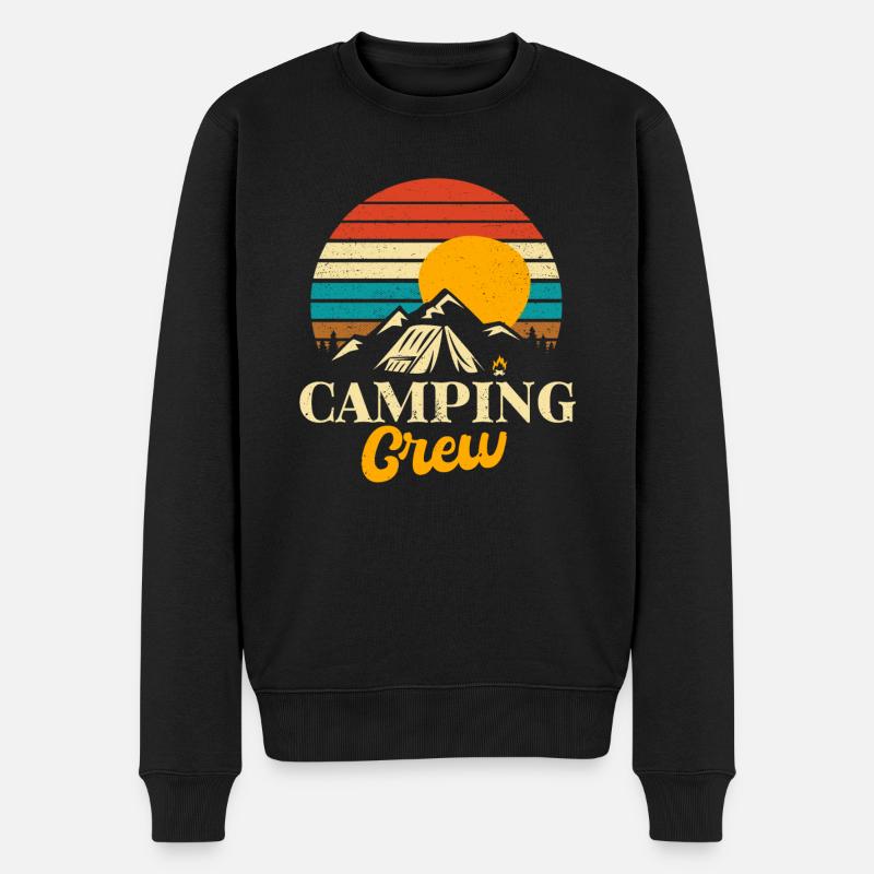 Camping Crew - Männer Premium Bio Pullover - Schwarz