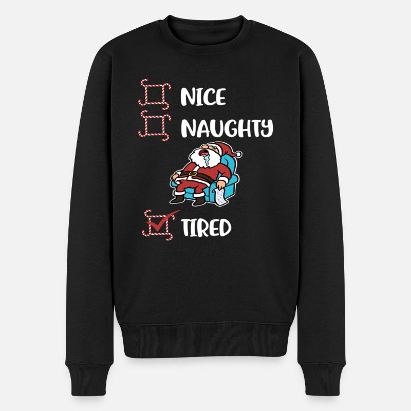 Noël fatigué Drôle ou gentil - Pull Premium bio Homme - noir