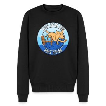 Keep Calm And Dock Diving - Men's Premium Organic Jumper - black - Front - Nico (187cm)