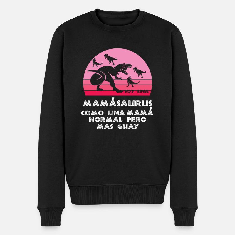 Mama Dinosaur Mutter Geschenk - Männer Premium Bio Pullover - Schwarz