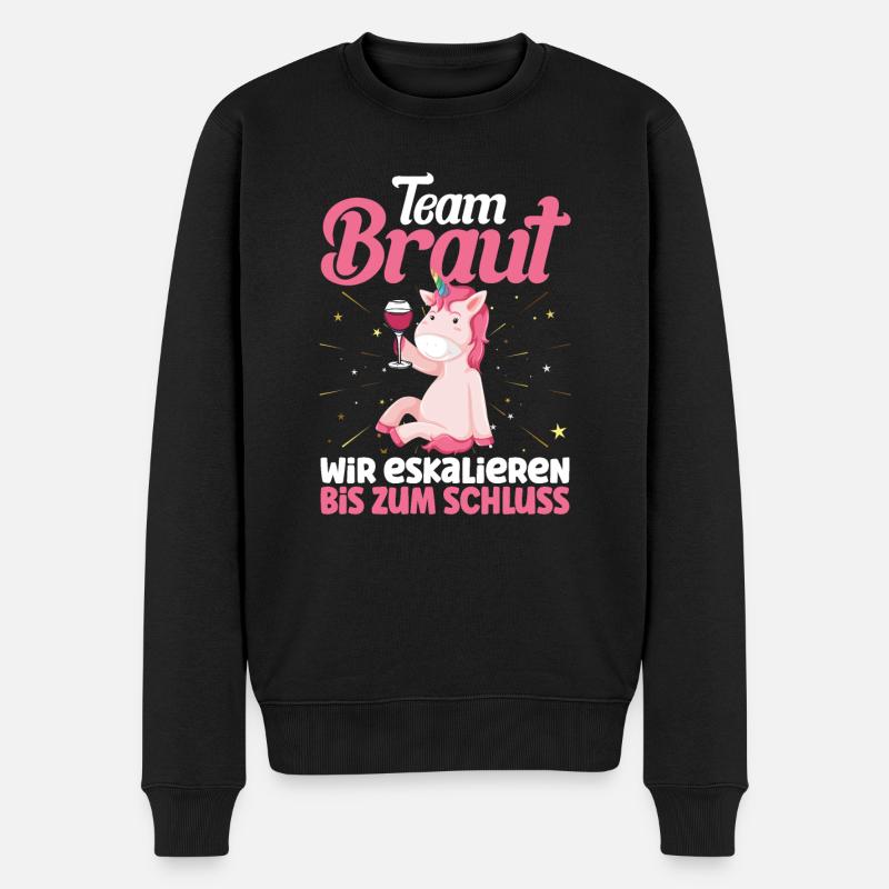 Team Braut Einhorn - Männer Premium Bio Pullover - Schwarz