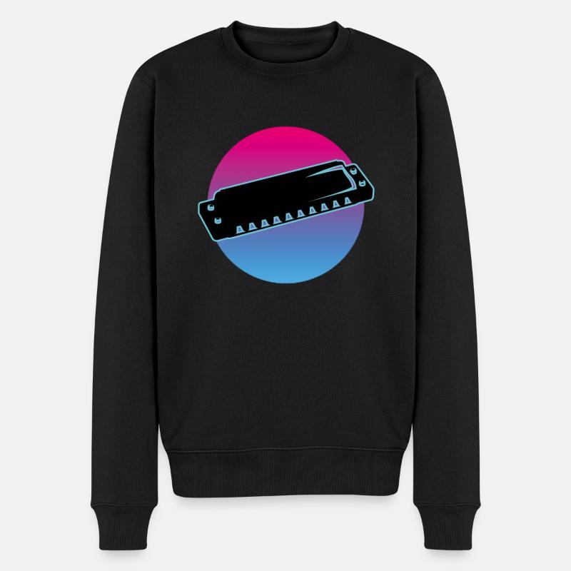 Mundharmonika - Männer Premium Bio Pullover - Schwarz