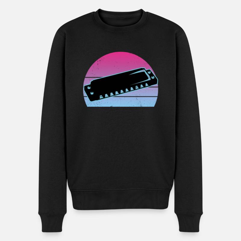 Mundharmonika - Männer Premium Bio Pullover - Schwarz