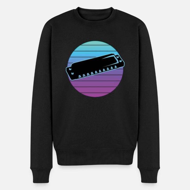 Mundharmonika - Männer Premium Bio Pullover - Schwarz
