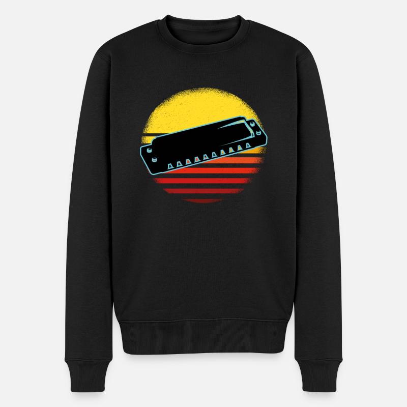 Mundharmonika - Männer Premium Bio Pullover - Schwarz