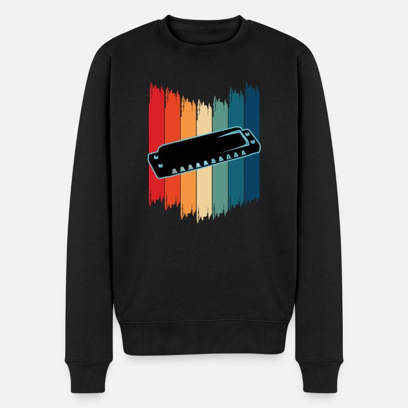 Mundharmonika - Männer Premium Bio Pullover - Schwarz