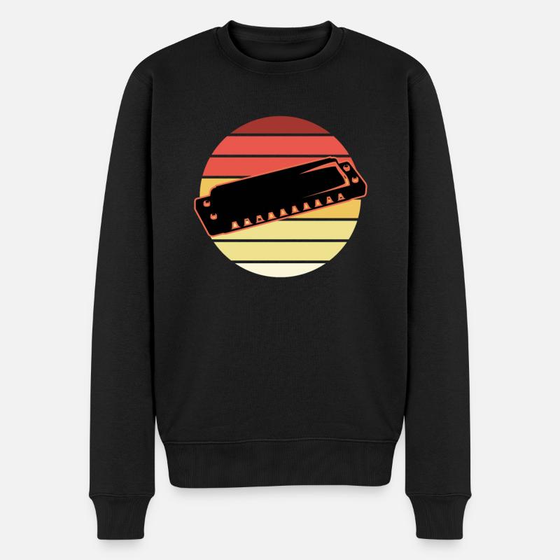 Mundharmonika - Männer Premium Bio Pullover - Schwarz