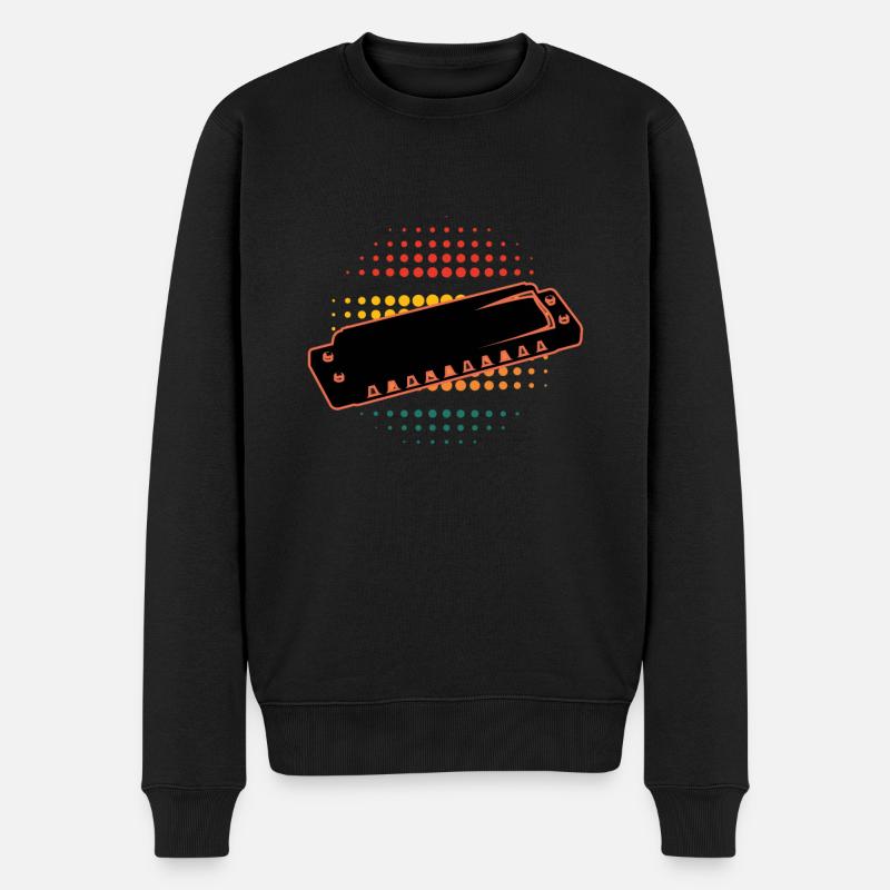 Mundharmonika - Männer Premium Bio Pullover - Schwarz