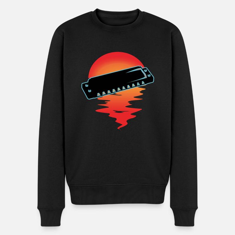 Mundharmonika - Männer Premium Bio Pullover - Schwarz