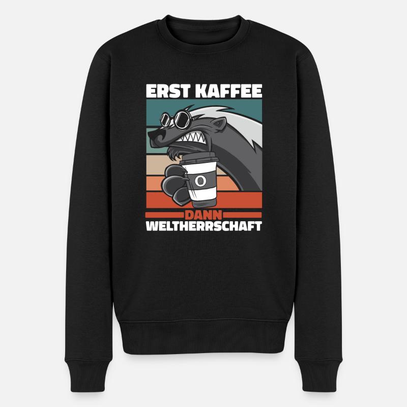 Honigdachs Ratel Kaffee Sonnenbrille - Männer Premium Bio Pullover - Schwarz