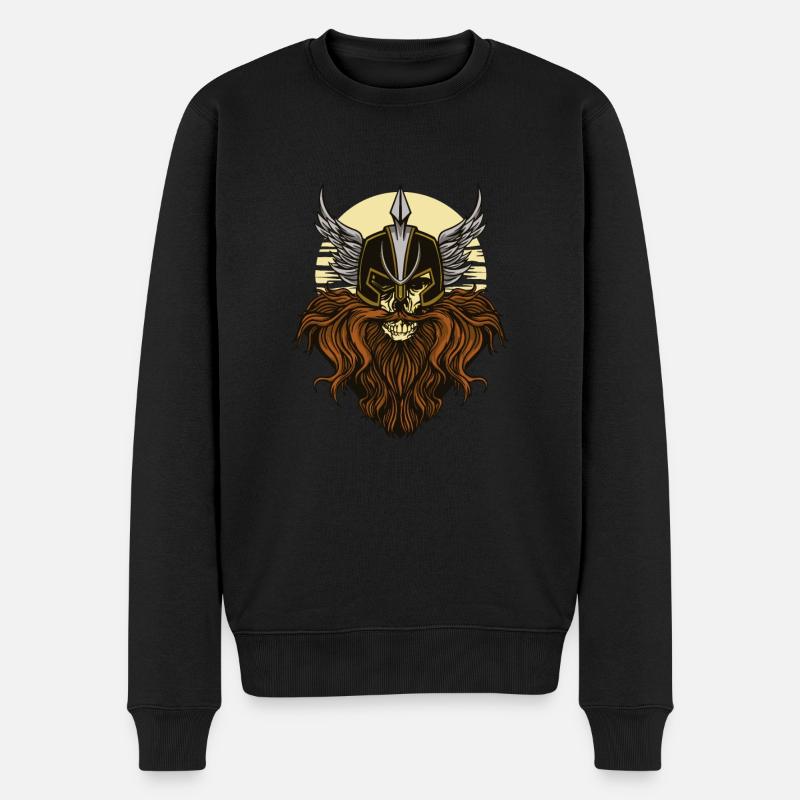 Vollbart Wikingerhelm Vollbart Wikingerhelm Zitat - Männer Premium Bio Pullover - Schwarz