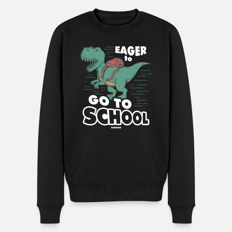 T-Rex Dinosaurier Schule - Männer Premium Bio Pullover - Schwarz