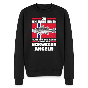 Angeln Angler Fischen Norwegen - Männer Premium Bio Pullover - Schwarz - Vorne - Nico (187cm)