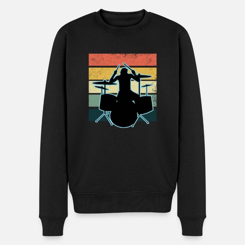 Schlagzeuger und Schlagzeug - Männer Premium Bio Pullover - Schwarz