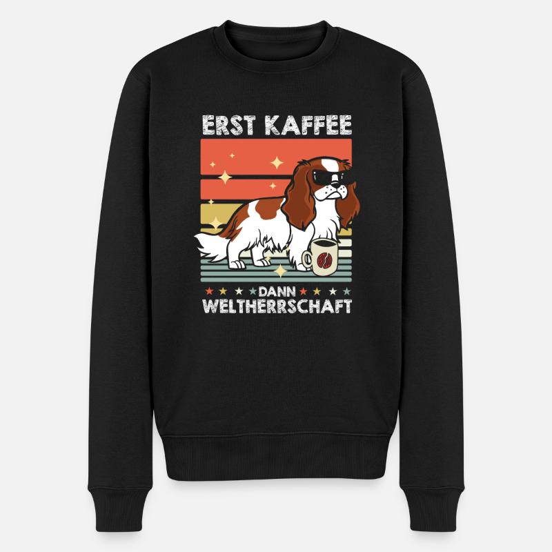 King Charles Cavalier Sonnenbrille Kaffee - Männer Premium Bio Pullover - Schwarz