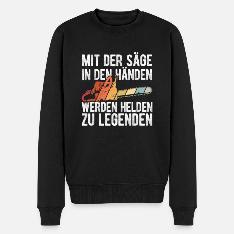 Holzfäller Säge Axt Förster Kettensäge Geschenk fü - Männer Premium Bio Pullover - Schwarz