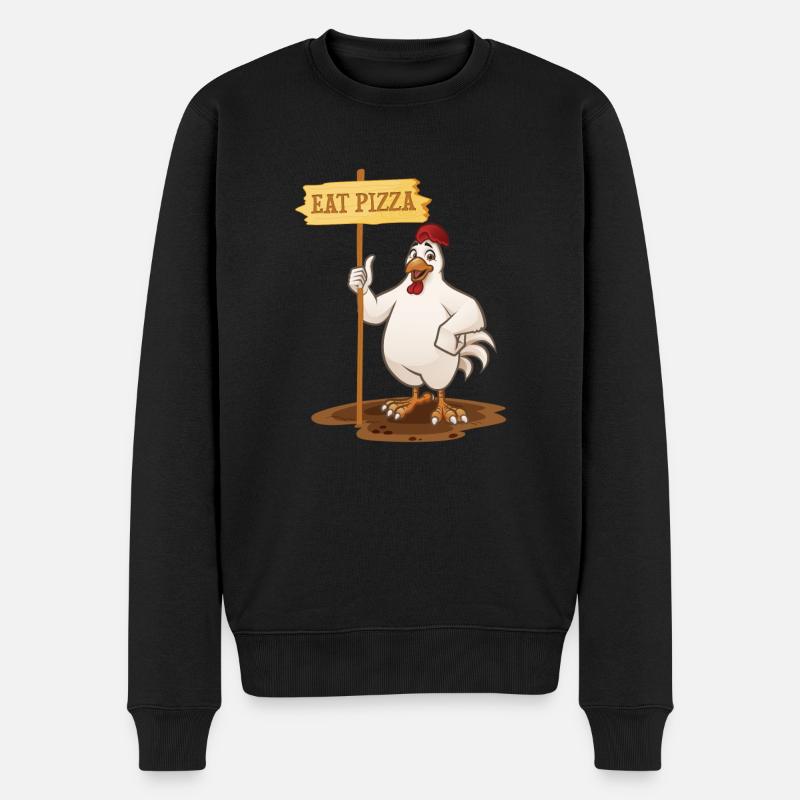 Eat Pizza Vegan Veganer Essen Tier Motiv - Männer Premium Bio Pullover - Schwarz