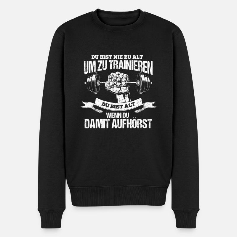 Cooles und motivierendes Trainigsmotiv - Männer Premium Bio Pullover - Schwarz