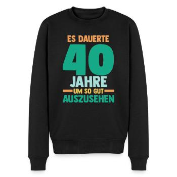 Vierzig Vierzigster 40 Jahre Geburtstag - Männer Premium Bio Pullover - Schwarz - Vorne - Nico (187cm)