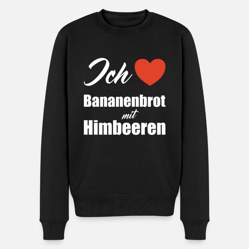 Ich liebe Bananenbrot mit Himbeeren - Männer Premium Bio Pullover - Schwarz