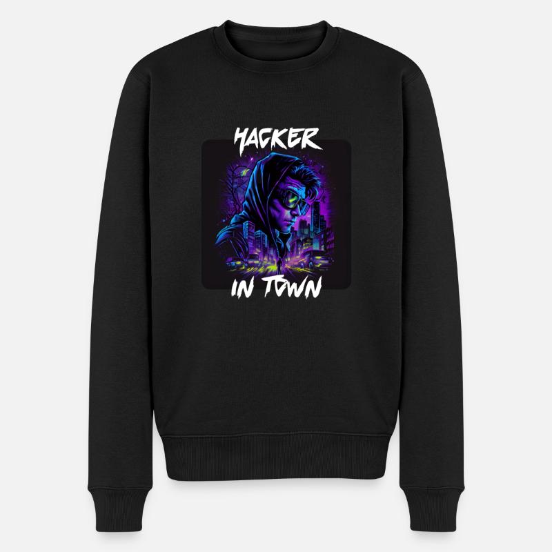 Hackers dans la ville 1 - Pull Premium bio Homme - noir