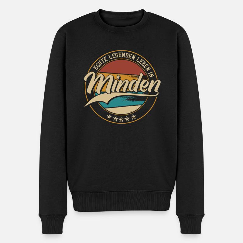 Minden Echte Legenden leben in Mindener - Männer Premium Bio Pullover - Schwarz
