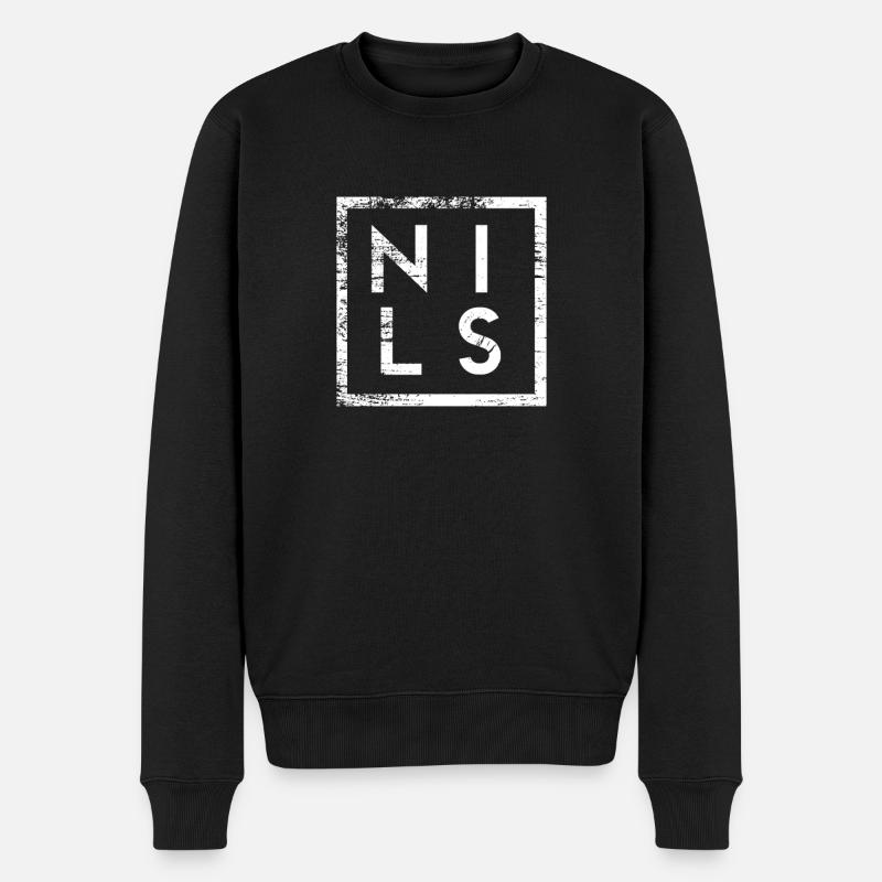 Nils Minimalismus - Männer Premium Bio Pullover - Schwarz