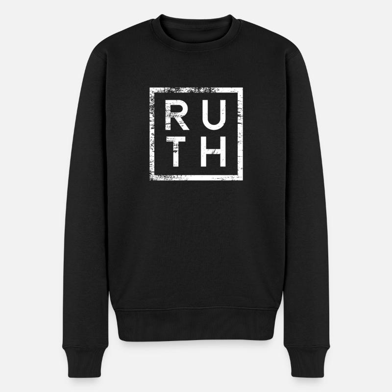 Ruth Minimalismus - Männer Premium Bio Pullover - Schwarz