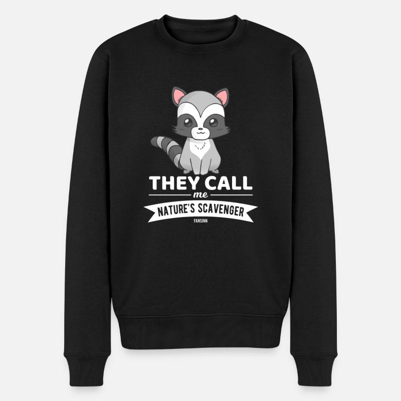 Waschbär Kind - Männer Premium Bio Pullover - Schwarz