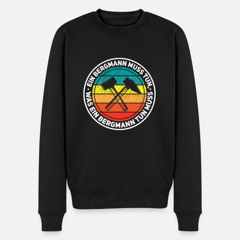 Cooles retro Bergbau Bergmann Spruch - Männer Premium Bio Pullover - Schwarz