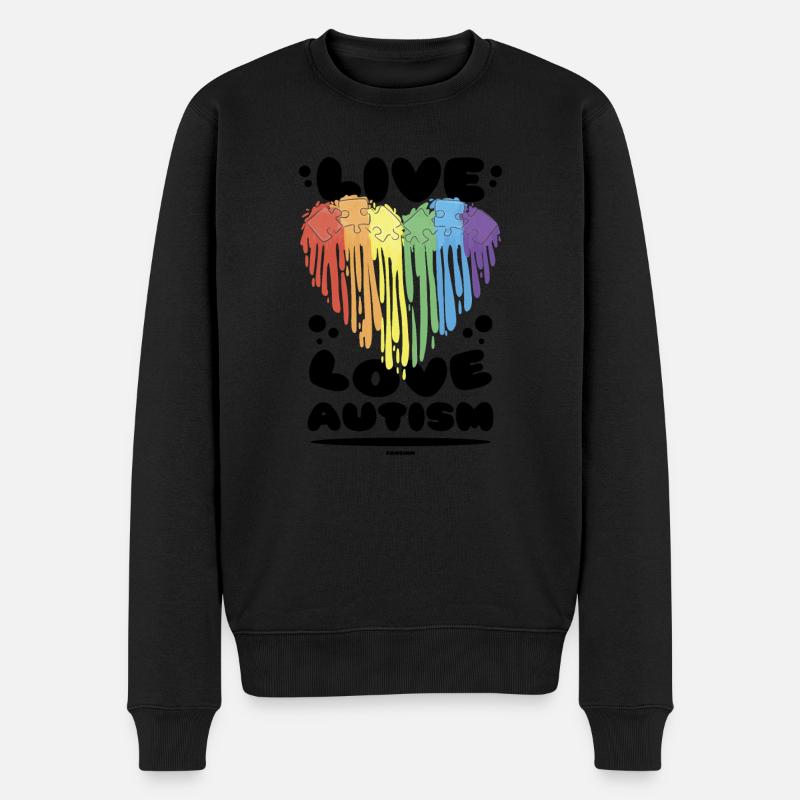 Autisme Amour Cœur Arc-en-ciel - Pull Premium bio Homme - noir