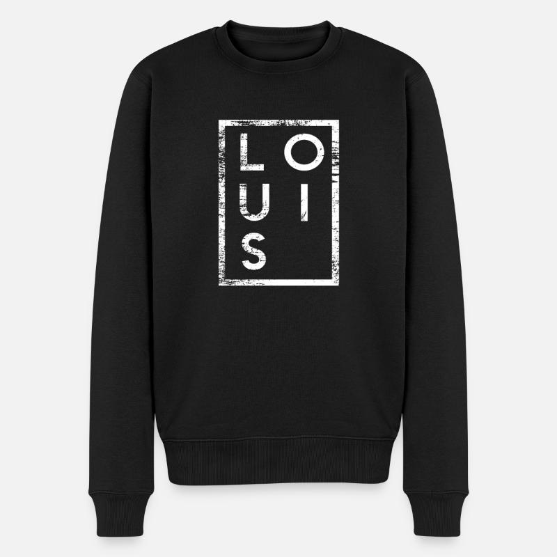Louis Minimalismus - Männer Premium Bio Pullover - Schwarz