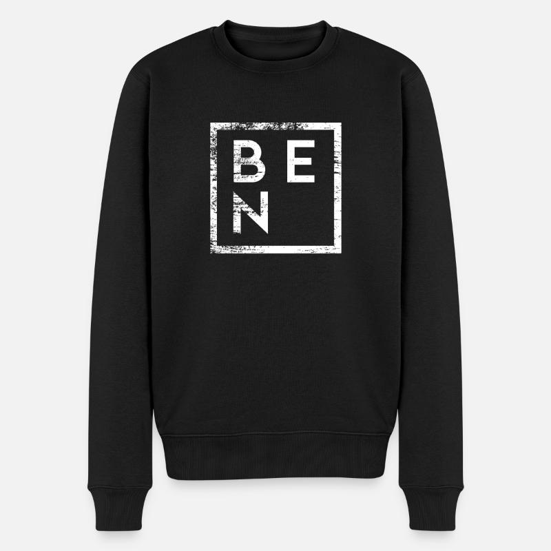 Ben Minimalismus - Männer Premium Bio Pullover - Schwarz