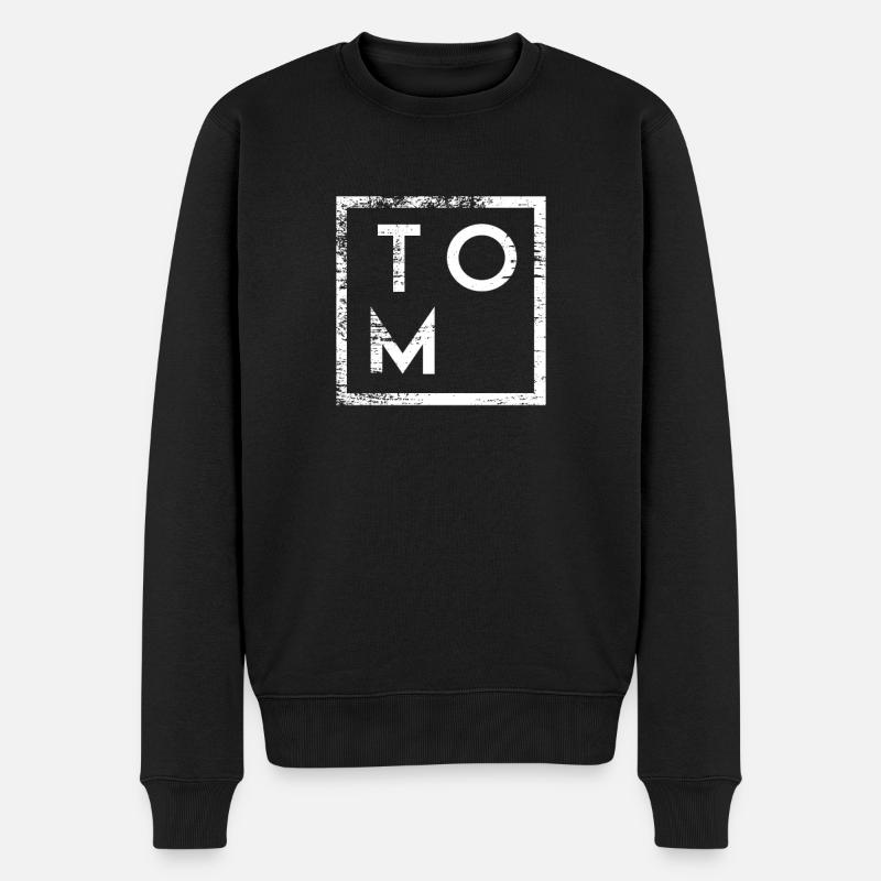 Tom Minimalismus - Männer Premium Bio Pullover - Schwarz