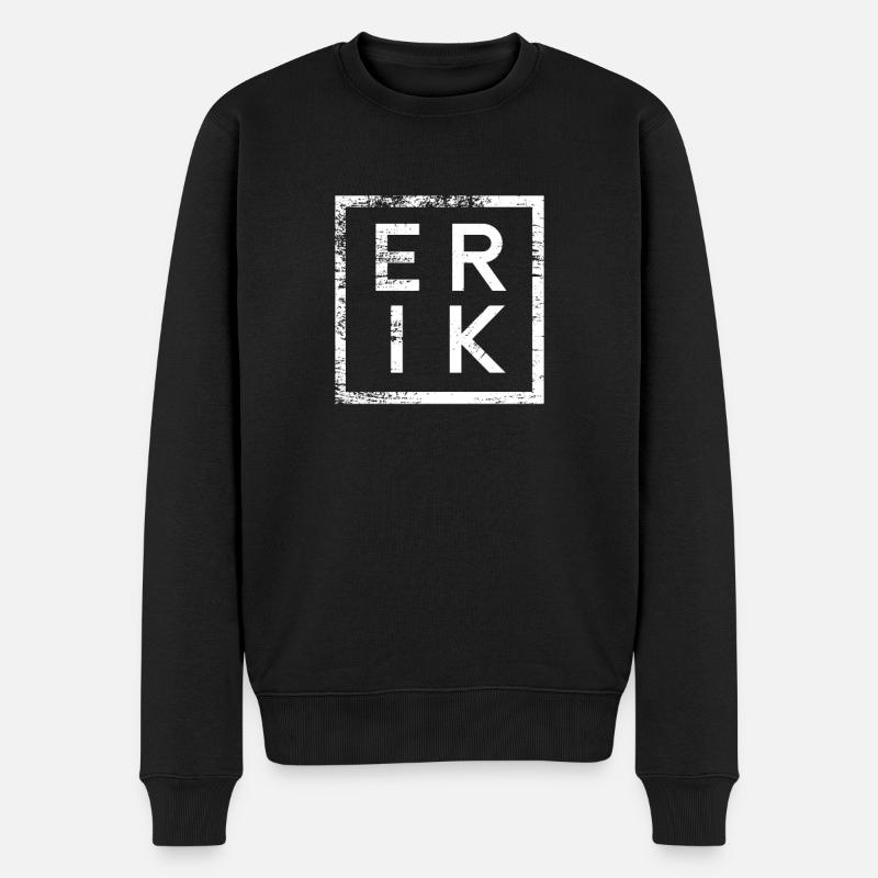 Erik Minimalismus - Männer Premium Bio Pullover - Schwarz