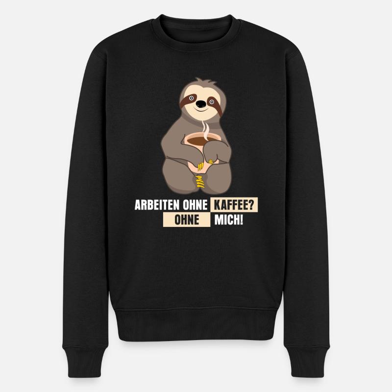 Kaffee Büro arbeiten Faultier - Männer Premium Bio Pullover - Schwarz