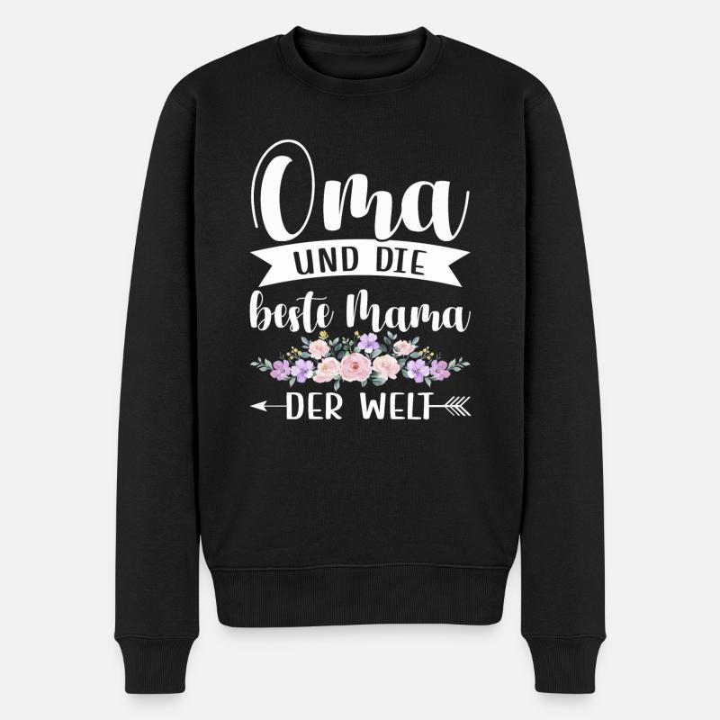 Oma & Mama Familie Mutter Geschenk - Männer Premium Bio Pullover - Schwarz